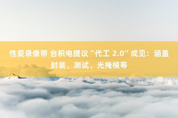 性爱录像带 台积电提议“代工 2.0”成见：涵盖封装、测试、光掩模等