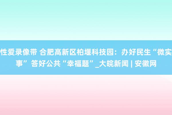 性爱录像带 合肥高新区柏堰科技园：办好民生“微实事” 答好公共“幸福题”_大皖新闻 | 安徽网