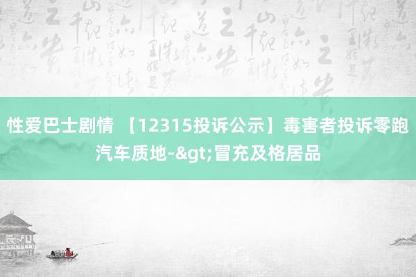 性爱巴士剧情 【12315投诉公示】毒害者投诉零跑汽车质地->冒充及格居品