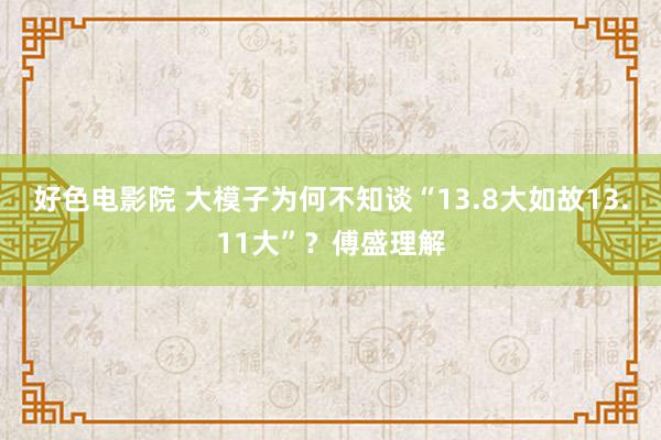 好色电影院 大模子为何不知谈“13.8大如故13.11大”？傅盛理解