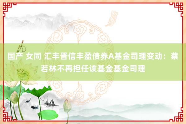 国产 女同 汇丰晋信丰盈债券A基金司理变动：蔡若林不再担任该基金基金司理